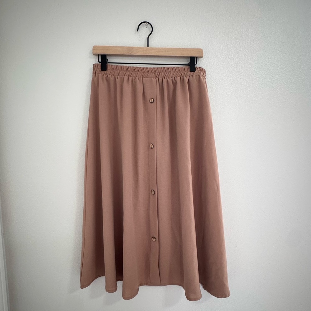 SHEIN Tan A-Line Button Skirt